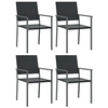 Image de Lot de 4 chaise H. 89 cm empilable non pliable en resine tressee exterieur noir
