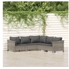 Image de Salon de jardin 5 pcs avec coussins Gris Résine tressée