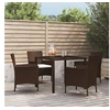 Image de Ensemble à manger de jardin 5 pcs et coussins marron poly rotin, ensemble à manger, ensemble à manger d'extérieur, ensemble de mobilier d'extérieur