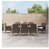 Image de Ensemble à manger de jardin et coussins 9 pcs marron poly rotin, ensemble à manger, ensemble à manger d'extérieur, ensemble de mobilier d'extérieur