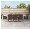 Image de Ensemble à manger de jardin et coussins 9 pcs marron poly rotin, ensemble à manger, ensemble à manger d'extérieur, ensemble de mobilier d'extérieur