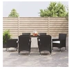 Image de Ensemble à manger de jardin coussins 7pcs Noir Résine tressée, ensemble à manger, ensemble à manger d'extérieur, 3187319