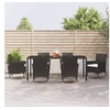 Image de Ensemble à manger de jardin coussins 7pcs Noir Résine tressée, ensemble à manger, ensemble à manger d'extérieur, 3187320