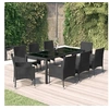 Image de Ensemble à manger jardin 9pcs et coussins noir résine tressée, ensemble à manger, ensemble à manger d'extérieur, 3187321
