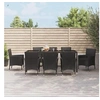 Image de Ensemble à manger jardin 9pcs et coussins noir résine tressée, ensemble à manger, ensemble à manger d'extérieur, 3187329