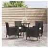 Image de Ensemble de bistro de jardin 5 pcs coussins noir poly rotin, ensemble de bistrot, ensemble de bistrot extérieur, 3187415