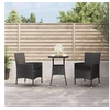 Image de Ensemble de bistro de jardin 3 pcs coussins noir poly rotin, ensemble de bistrot, ensemble de bistrot extérieur, 3187416