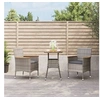 Image de 3-delige Bistroset met kussens poly rattan grijs3187430
