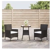 Image de Ensemble de bistro de jardin 3 pcs coussins noir poly rotin, ensemble de bistrot, ensemble de bistrot extérieur, 3187432