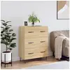 Image de Buffet, Armoire avec Pieds et 3 Tiroirs, Commode de Rangement, Organisateur de Salon Intérieur, Moderne, Chêne Sonoma Bois d'Ingénierie