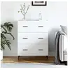 Image de Buffet, Armoire avec Pieds et 3 Tiroirs, Commode de Rangement, Organisateur de Salle de Séjour, Moderne, Blanc Bois d'Ingénierie 827868