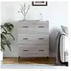 Image de Buffet, Armoire avec Pieds et 3 Tiroirs, Commode de Rangement, Organisateur de Salon, Moderne, Sonoma Gris Bois d'Ingénierie