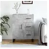Image de Buffet, Armoire avec 2 Compartiments et 3 Tiroirs, Meuble de Rangement avec Pieds, Organisateur de Salon Intérieur, Moderne, Gris Béton Bois