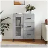 Image de Buffet gris béton 69,5x34x90 cm bois d ingénierie