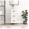 Image de Buffet Blanc brillant 34,5x34x90 cm Bois d'ingénierie828574