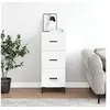 Image de Buffet, Armoire Latérale avec 3 Tiroirs, Commode avec Pieds, Meuble de Rangement Salle de Séjour, Moderne, Blanc Bois d'Ingénierie