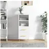 Image de Buffet Blanc brillant 34,5x34x90 cm Bois d ingénierie