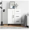Image de Buffet, Armoire avec 2 Compartiments et 3 Tiroirs, Meuble de Rangement, Organisateur de Salon Intérieur, Moderne, Blanc Bois d'Ingénierie
