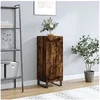 Image de Buffet, Armoire Latérale avec 3 Compartiments, Placard avec Porte et Pieds, Meuble avec Rangement Salon, Moderne, Chêne Fumé Bois d'Ingénierie