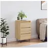 Image de Buffet, Armoire Latérale avec 3 Tiroirs, Commode avec Pieds, Meuble de Rangement Salon Salle de Séjour, Moderne, Chêne Sonoma Bois d'Ingénierie