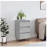 Image de Buffet, Armoire Latérale avec 3 Tiroirs, Commode avec Pieds, Meuble de Rangement Salon Salle de Séjour, Moderne, Gris Béton Bois d'Ingénierie
