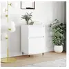 Image de Buffet, Armoire Latérale avec Pieds, Meuble de Rangement, Organisateur de Salon Salle de Séjour Intérieur, Blanc Bois d'Ingénierie 831132