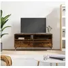 Image de Meuble TV, Armoire de Télévision avec 2 Compartiments et 2 Tiroirs, Meuble Télé avec Pieds Salon Salle de Séjour, Chêne Fumé Bois d'Ingénierie