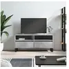 Image de Meuble TV, Armoire de Télévision avec 2 Compartiments et 2 Tiroirs, Meuble Télé avec Pieds Salon Salle de Séjour, Gris Béton Bois d'Ingénierie