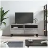 Image de Meuble TV, Armoire de Télévision avec 2 Compartiments et 2 Tiroirs, Meuble Télé avec Pieds Salon Salle de Séjour, Gris Sonoma Bois d'Ingénierie