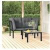 Image de Salon de Jardin 3 pcs, Ensemble de Meubles de Terrasse, Mobilier d'Extérieur, Chaise de Patio, Moderne, Noir et Gris 3187730