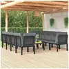 Image de Salon de jardin resine tressee noir 9 pieces 55.0 x 55 x 31 8 personnes