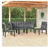 Image de Salon de Jardin 5 pcs, Ensemble de Meubles de Terrasse, Mobilier d'Extérieur, Chaise de Patio, Moderne, Noir et Gris 3187736