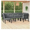 Image de Salon de Jardin 6 pcs, Ensemble de Meubles de Terrasse, Mobilier d'Extérieur, Chaise de Patio, Moderne, Noir et Gris 3187758