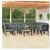 Image de Salon de jardin 8 personnes noir resine tressee 55.0 x 55 x 31 9 pieces