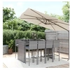 Image de Ensemble de bar de jardin 9 pcs avec coussins gris poly rotin, ensemble de table de bar, table et chaise de bar, 3187630