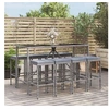 Image de Ensemble de bar de jardin 9 pcs avec coussins gris poly rotin, ensemble de table de bar, table et chaise de bar, 3187638