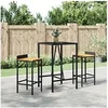 Image de 3-delige Tuinbarset poly rattan en massief acaciahout zwart3187674