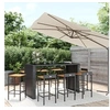 Image de Ensemble de bar jardin 9 pcs noir poly rotin/bois massif acacia, ensemble de table de bar, ensemble de pub, ensemble 3187688