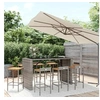 Image de Ensemble de bar jardin 9 pcs gris poly rotin/bois massif acacia, ensemble de table de bar, ensemble de pub, ensemble 3187689