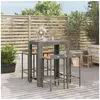Image de Ensemble de bar jardin 5 pcs gris poly rotin/bois massif acacia, ensemble de table de bar, ensemble de pub, ensemble 3187709