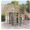 Image de Ensemble de bar jardin 5 pcs gris poly rotin/bois massif acacia, ensemble de table de bar, table et chaise de bar de 3187713