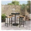 Image de Ensemble de bar jardin 5 pcs noir poly rotin/bois massif acacia, ensemble de table de bar, ensemble de pub, ensemble 3187716