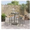 Image de Ensemble de bar jardin 5 pcs gris poly rotin/bois massif acacia, ensemble de table de bar, ensemble de pub, ensemble 3187717