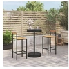 Image de Ensemble de bar jardin 3 pcs noir poly rotin/bois massif acacia, ensemble de table de bar, table et chaise de bar de 3187718
