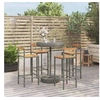 Image de Ensemble de bar jardin 5 pcs gris poly rotin/bois massif acacia, ensemble de table de bar, table et chaise de bar de 3187721