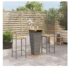 Image de 3-delige Tuinbarset poly rattan en massief acaciahout grijs3187726