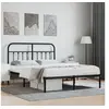 Image de Cadre de lit métal sans matelas avec tête de lit noir 140x190cm