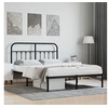 Image de Cadre de lit métal avec tête de lit noir 150x200 cm, lit double, meuble de chambre à coucher, lit d'invité, lit, cadre de lit en métal, sommier