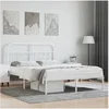 Image de Cadre de lit métal sans matelas et tête de lit blanc 140x190 cm