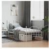 Image de Cadre de lit métal sans matelas avec pied de lit blanc 90x190cm